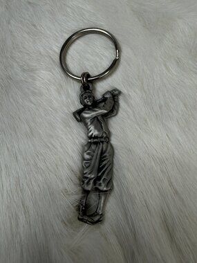 Vintage Fort Pewter Detailed Golfer Figurine Keychain Golf  4" X 1"
